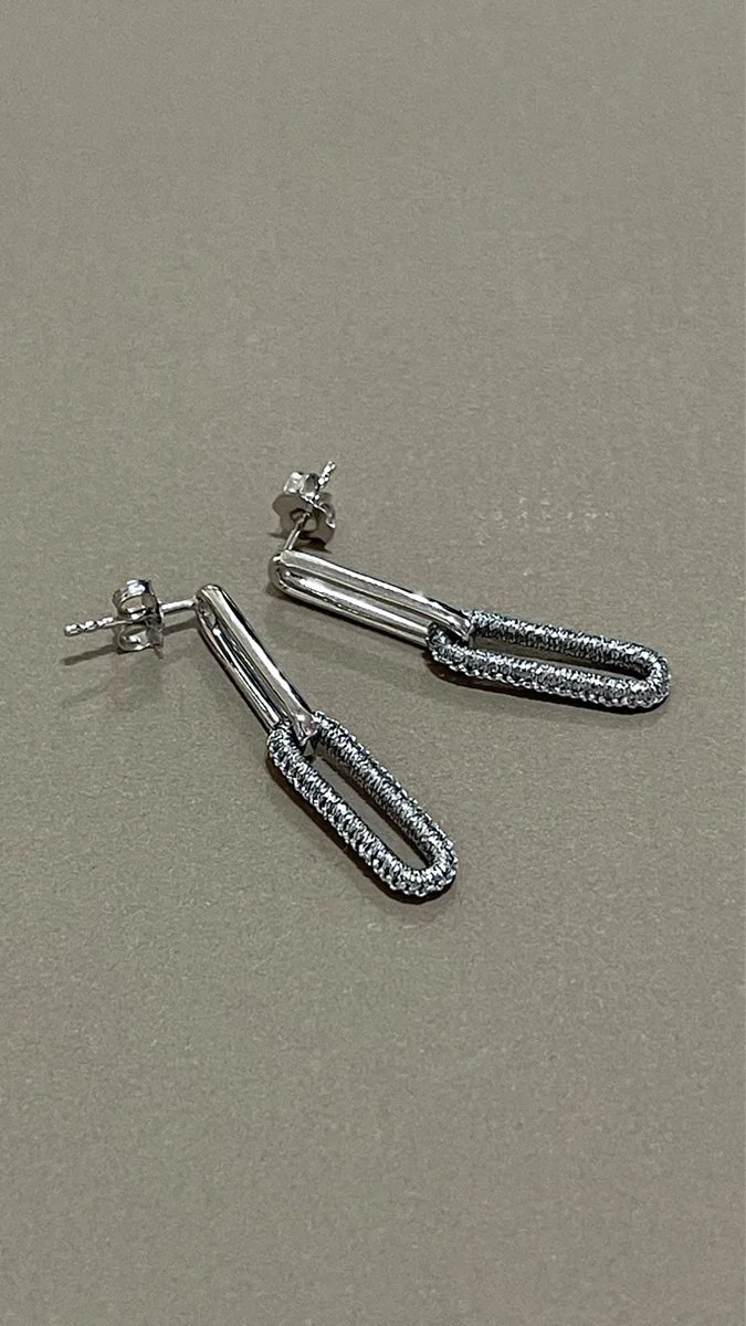 EDL117WG 33.85 X 4.95MM 14KT WHITE GOLD CHAIN LINK POST